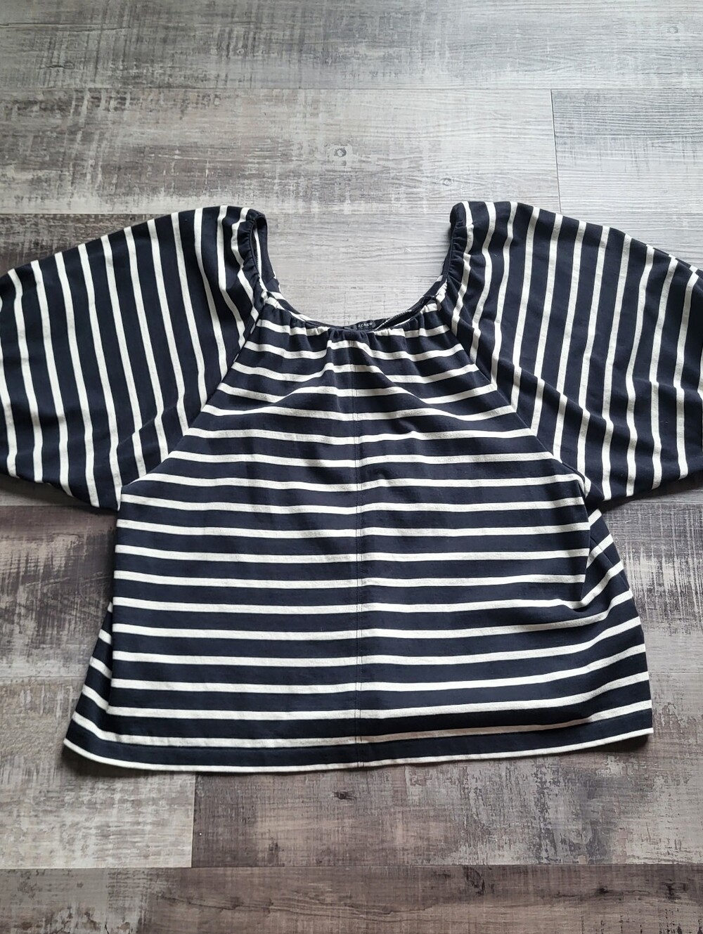 J.Crew Women's Mariner Cloth Puff-Sleeve Top in Striped XXL 2X Nautical Coastal